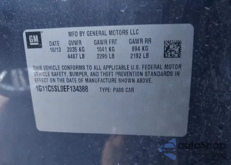 2014 Chevrolet Malibu 1Lt from USA, damaged, VIN 1G11C5SL0EF134388